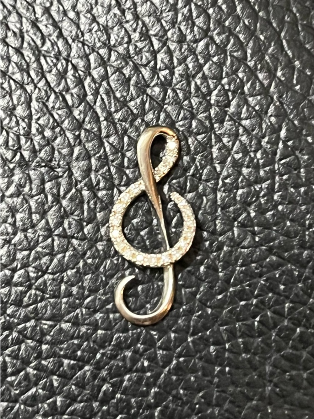 10k Solid Gold Diamond Treble Clef Pendant